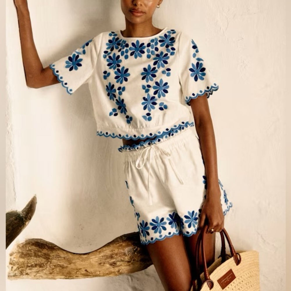SEZANE Enaline Floral Embroidered Two-Piece Set